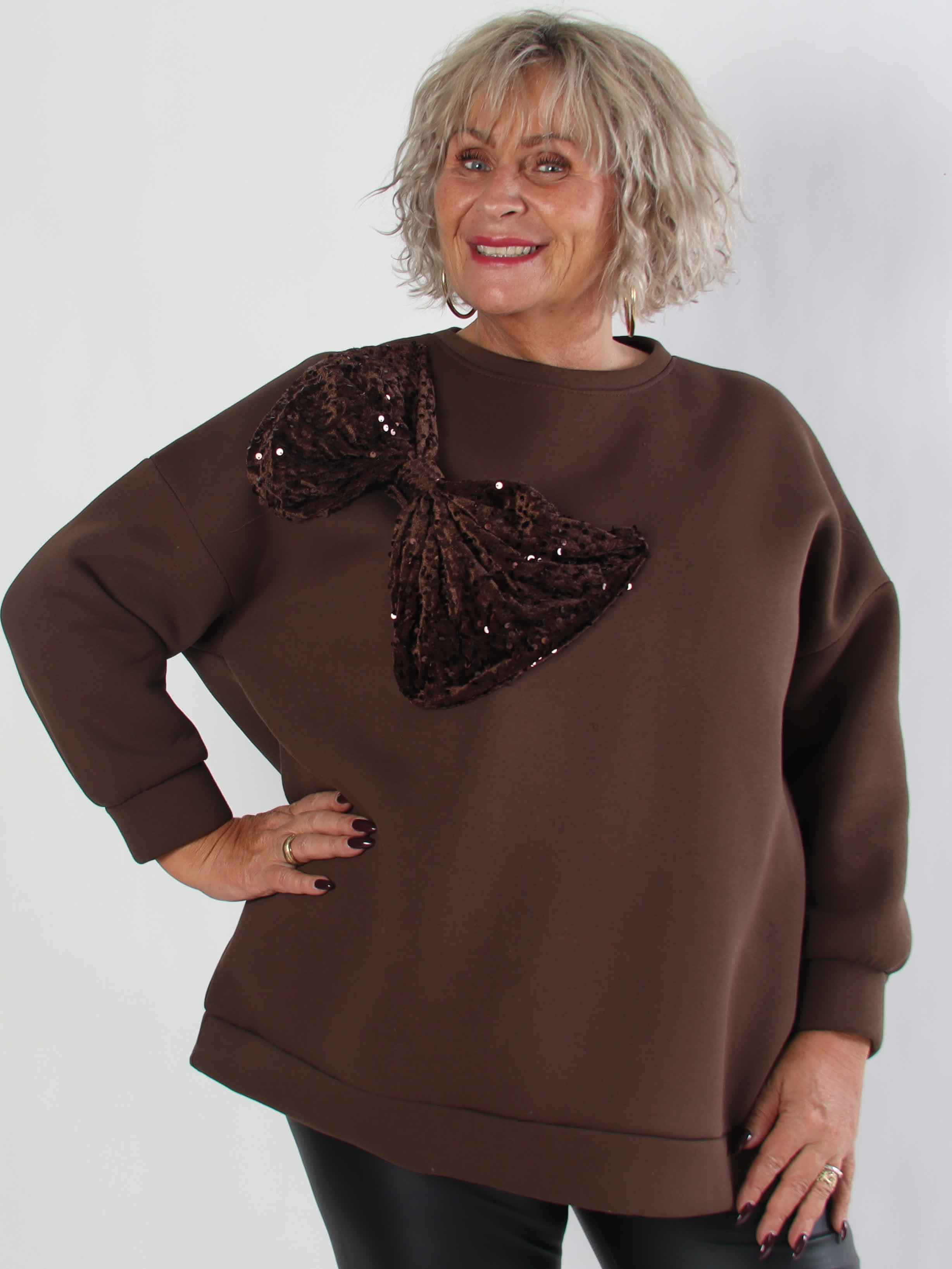 Thalassa - Plus size sweatshirt i bomuld med stor velour sløjfe